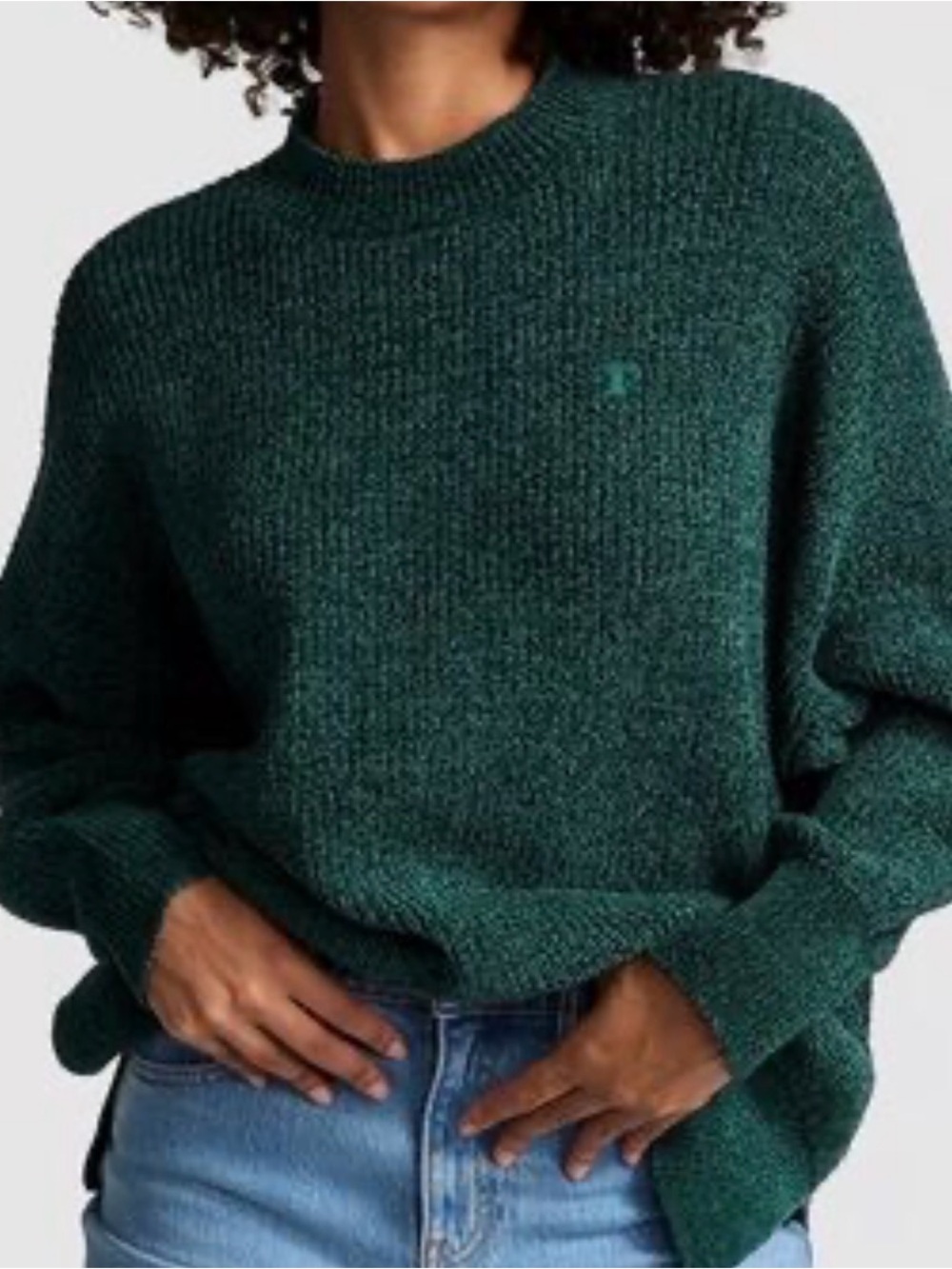 NWT PINK Victoria's Secret Chenille Crew Sweater Medium Women’s Teal